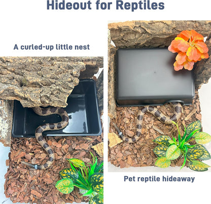 Large 2 Pcs Humid Hideout Cave for Reptiles, Snake Hide for Ball Pythons, Gecko Hide, Leopard