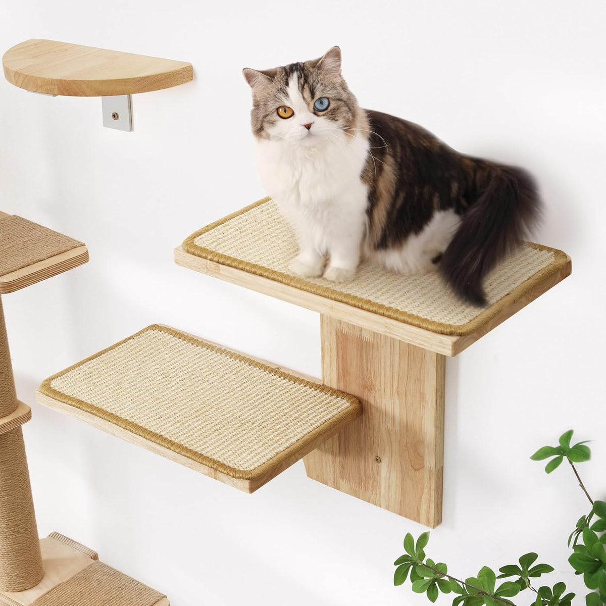 FUKUMARU Cat Wall Shelves, 2 Platform Kitten Wall Furniture, Tree Shape Wall-Mounted Floating Shelf
