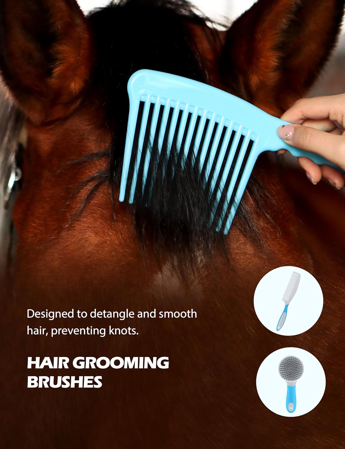 Harrison Howard Horse Grooming Kit 11-Piece Equine Care Series Horse Brush Sets with Organizer Tote