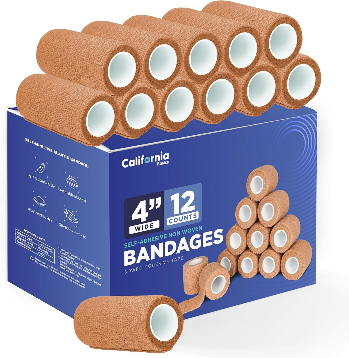 Self-Adhesive Bandage Wrap - Suitable for All Sports - Breathable Athletic Tape for Wrists - Knee