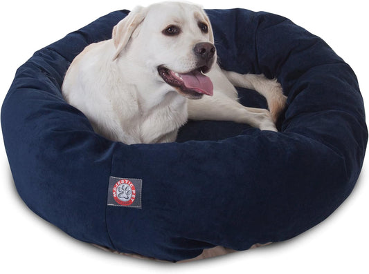 Majestic Pet 40 Inch Micro Velvet Calming Dog Bed Washable – Cozy Soft Round Dog Bed with Spine for