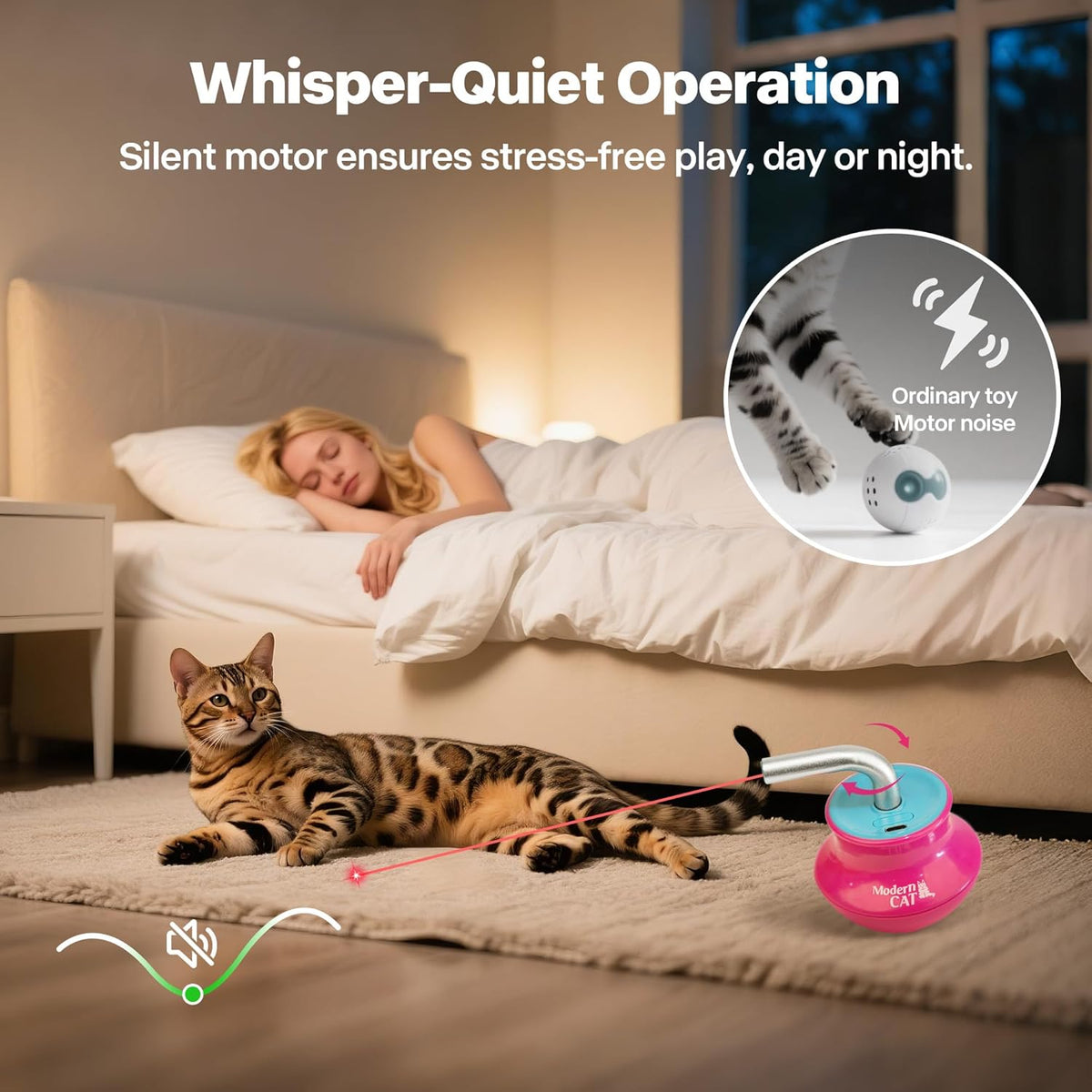 Cat Laser Pointer Toy for Bored Indoor Cats, Automatic Interactive Cat Toy, 360° Laser Rotation