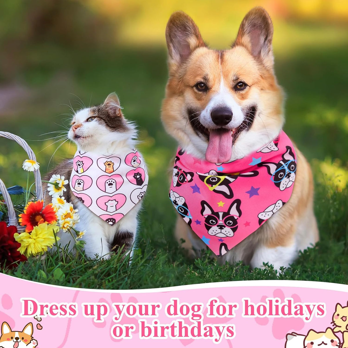 72 Pcs Paw Dog Bandanas Bulk Pet Triangle Scarf Cat Bibs Puppy Scarf Pet Bandanas for Puppy Cat