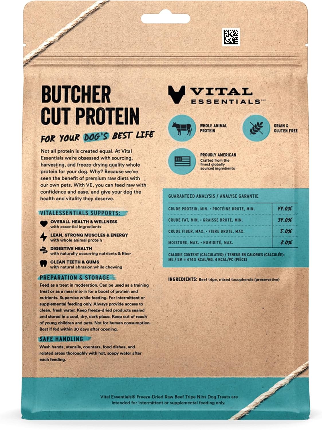 Vital Essentials Beef Tripe Nibs Dog Treats, 14 oz | Freeze-Dried Raw | Single Protein | Premium