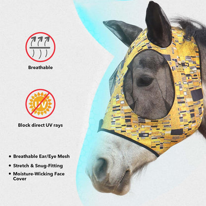 Harrison Howard Super Comfort Stretchy Fly Mask Large Eye Space with UV Protection Soft on Skin