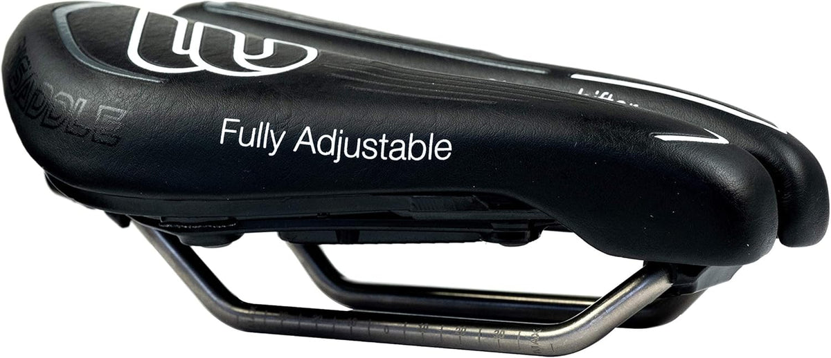 SRT Super Short Noseless Pain-Free Adjustable Bicycle Saddle Black with Titanium Rails Custom Fit