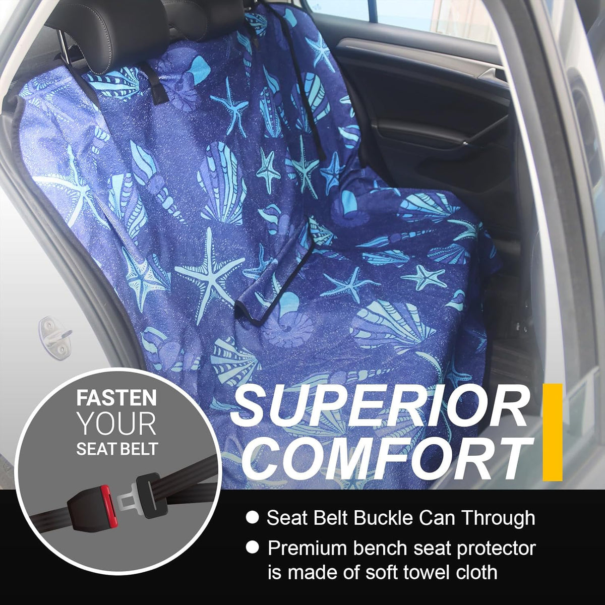 Back Seat Cover for Car Trucks Van SUV,Waterproof Rear Bench Towel Seat Covers for Dogs and