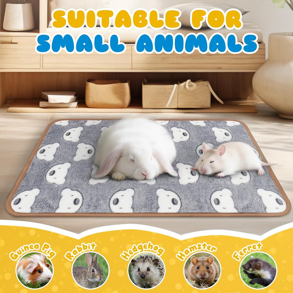 6 Pcs Guinea Pig Bedding Cage Liners Small Animal Flannel Blankets Sleep Mat Absorbent Reusable Pet