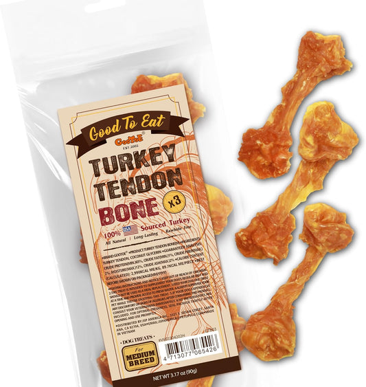 Gootoe Turkey Tendons for Dogs –All-Natural, Hypoallergenic Dog Treats, Rawhide Alternative, Long
