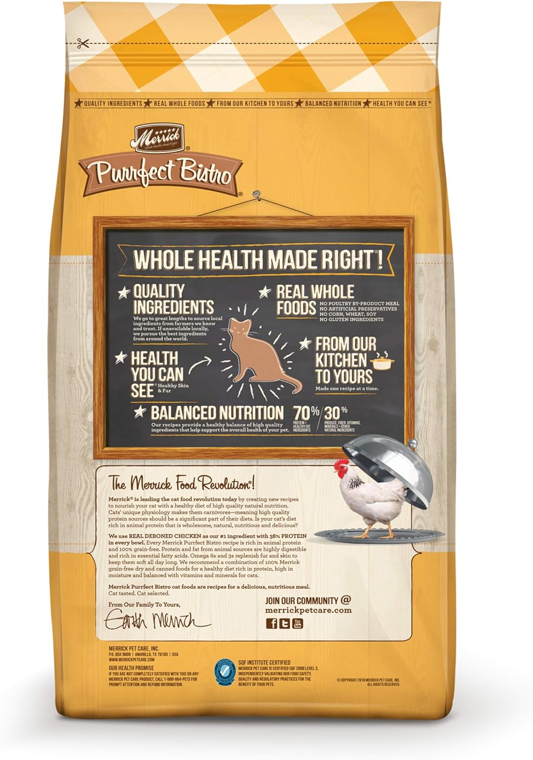 Merrick Purrfect Bistro Grain Free Natural Dry Cat Food For Adult Cats, Real Chicken And Sweet