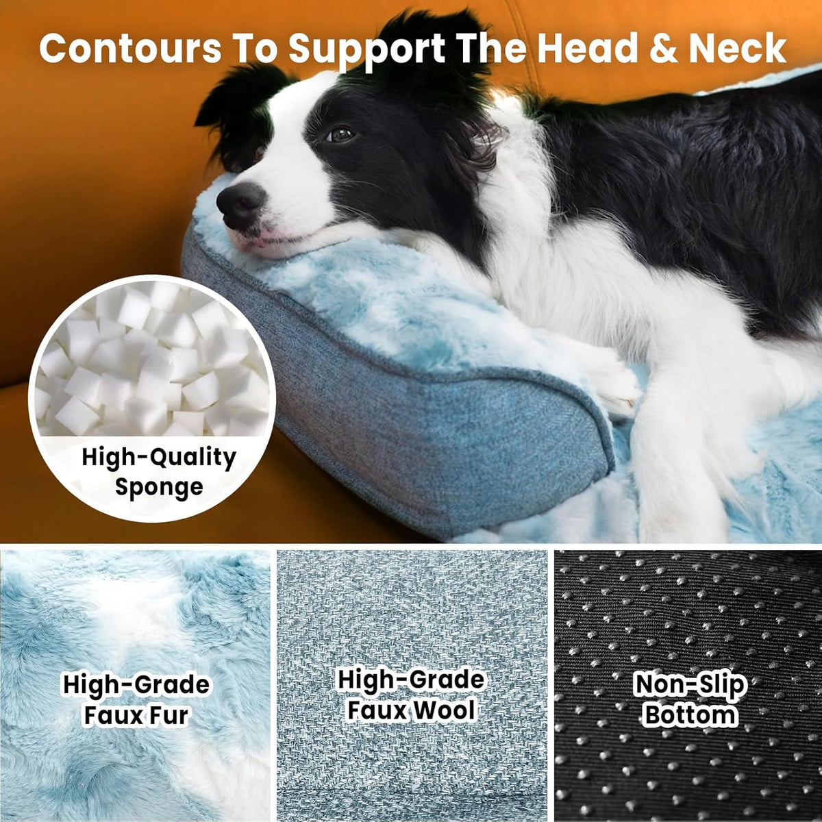 Calming Extra Large Dog Couch Bed for Dogs, 45 x 37 inch Waterproof Removable Pet Mat Couch Cover