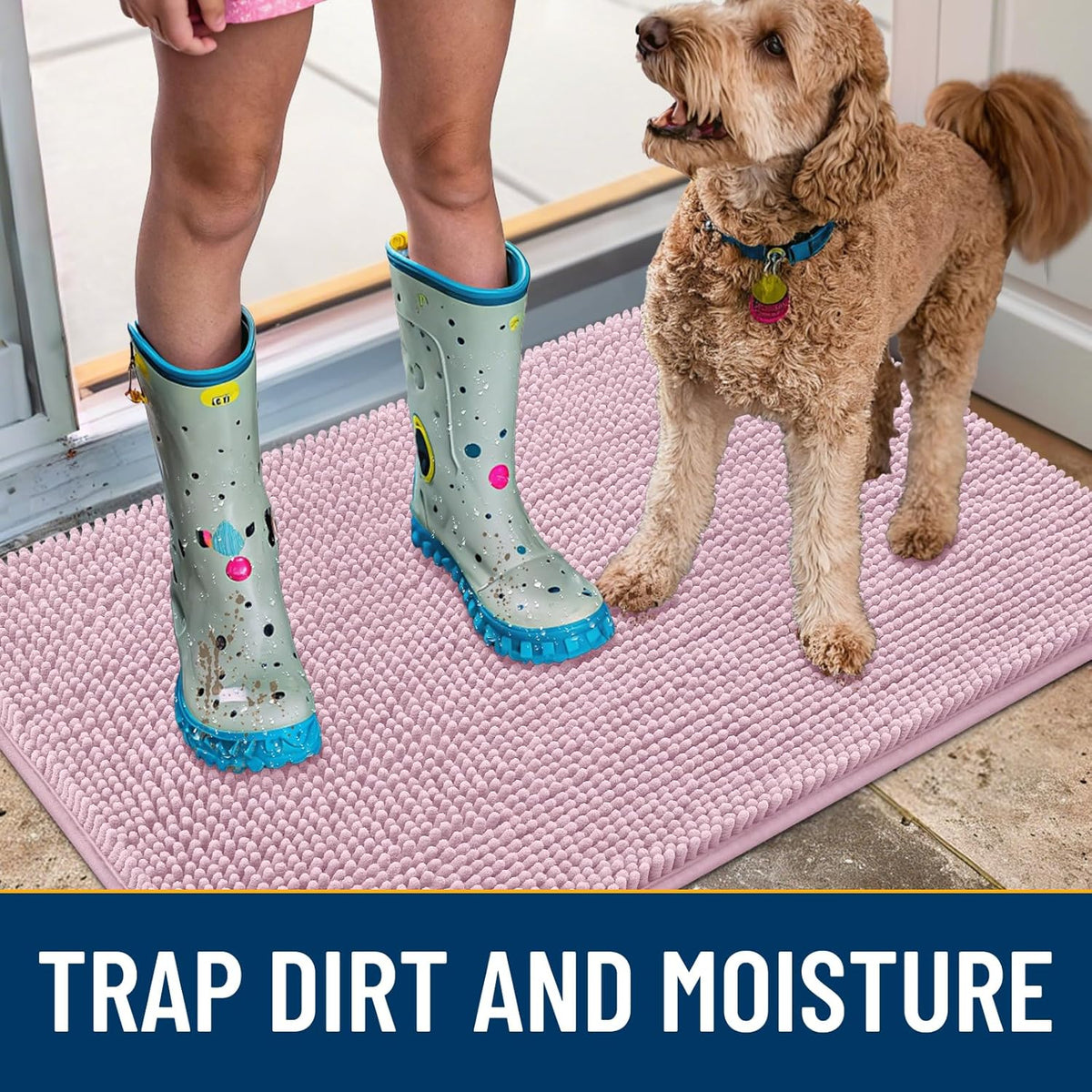 Smiry Dog Door Mat for Muddy Paws 24x16, Absorbs Moisture and Dirt Doormat, Non-Slip Washable Quick