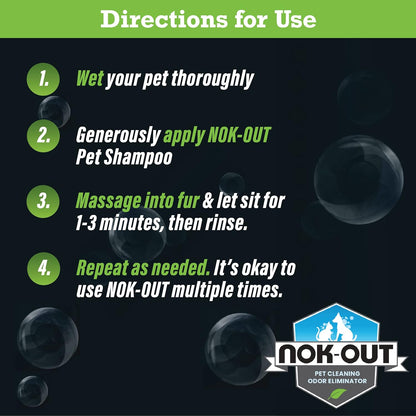 NOK OUT Premium Grade Pet Shampoo for Dogs and Cats, Veterinary Strength and Odor Eliminator