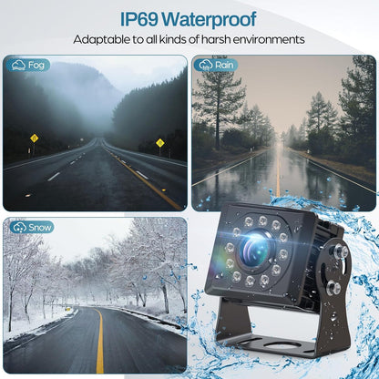 1080P Backup Camera for Truck, 7" IPS Touchscreen Monitor Front and Rear View Dual Cameras, IP69