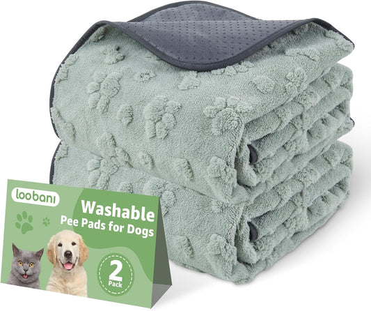 LOOBANI Washable Pee Pads for Dogs: 2 Pack Super Absorbent Reusable Puppy Pads, Leakproof and