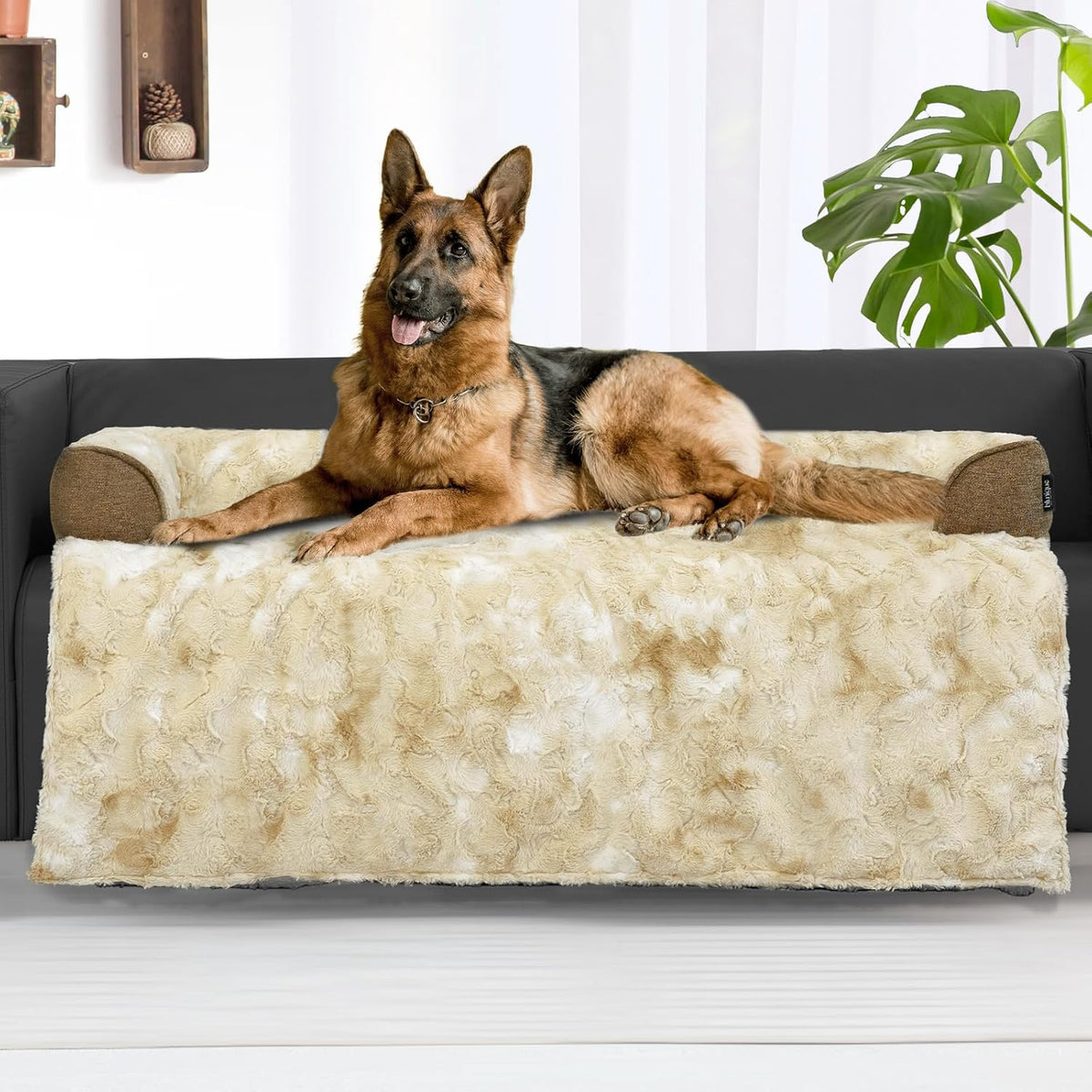 Calming Extra Large Dog Couch Bed, 45 x 37 inch Waterproof Removable Pet Mat Couch Cover for