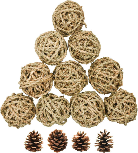 10 Pcs Small Animals Play Balls Rolling Activity Chew Toys Gnawing Treats for Rabbits Guinea Pigs