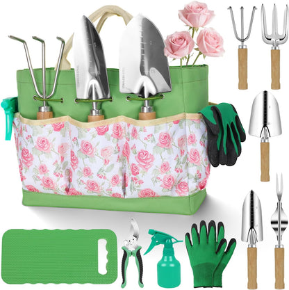 Garden Tool Set,10 Piece Garden Kit,Heavy Duty Stainless Steel Gardening Hand Tools with Durable