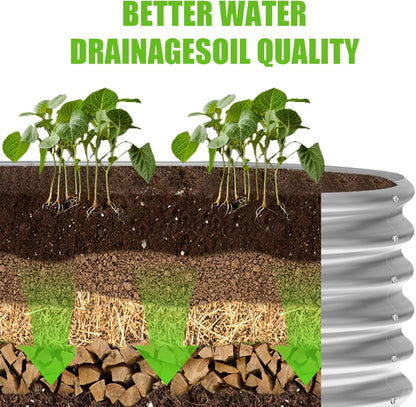 Land Guard 8×2×1.5ft Galvanized Raised Garden Bed Kit, Raised Garden Boxes Outdoor, Oval Metal
