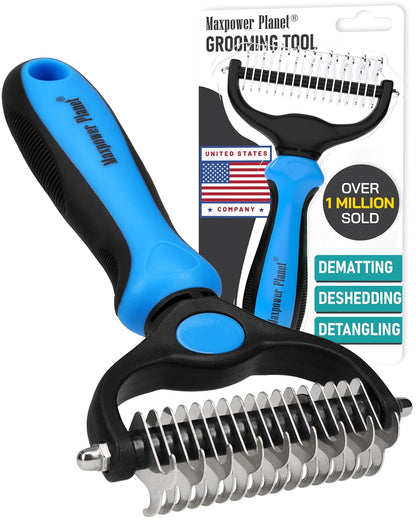 Maxpower Planet Original Pet Grooming Rake - Double-Sided Deshedding Dematting Tool, Undercoat Rake