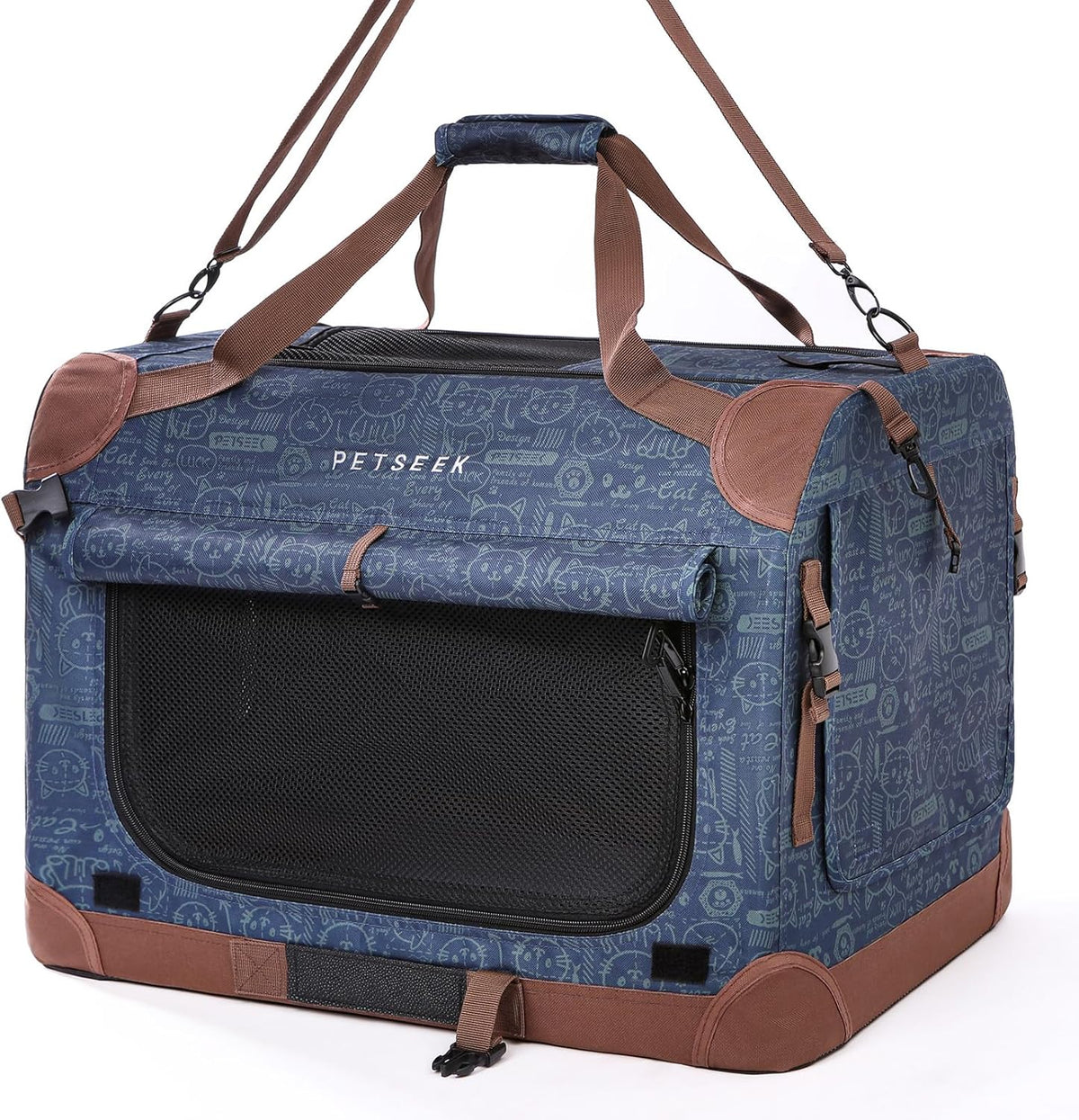 Extra Large Cat Carrier Soft Sided, Portable Small Dog Carrier for 2 Cats, 24"x16.5"x16" Car Travel
