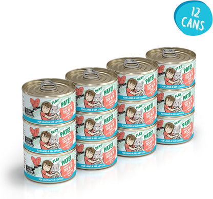 Weruva B.F.F. Play - Best Feline Friend Paté Lovers, Aw Yeah!, Salmon & Tuna Tuck Me in with Salmon
