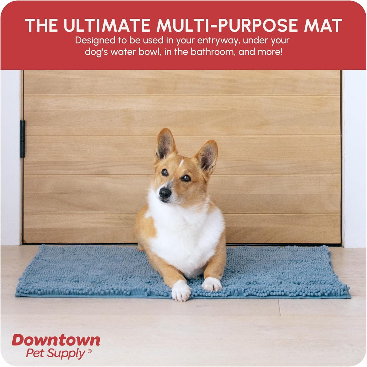 My Doggy Place Medium Faded Denim Microfiber Dog Mat, 31" x 20", Absorbent and Quick-Drying