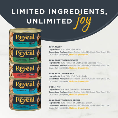 Reveal Natural Wet Canned Cat Food, Limited Ingredient, Grain Free, Protein with No Artificial