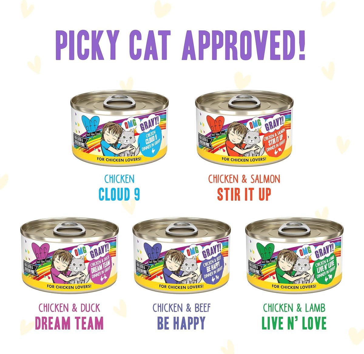 Weruva B.F.F. OMG - Best Feline Friend Oh My Gravy, Yahoo Yellows Variety Pack, 2.8oz Can (Pack of
