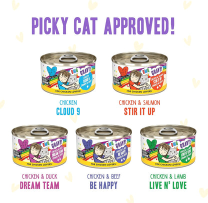 Weruva B.F.F. OMG - Best Feline Friend Oh My Gravy, Yahoo Yellows Variety Pack, 2.8oz Can (Pack of