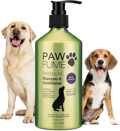 PAWFUME Dog Shedding Shampoo and Conditioner, Royal Lavender, 1-Pack – Nourish & Detangle for Silky