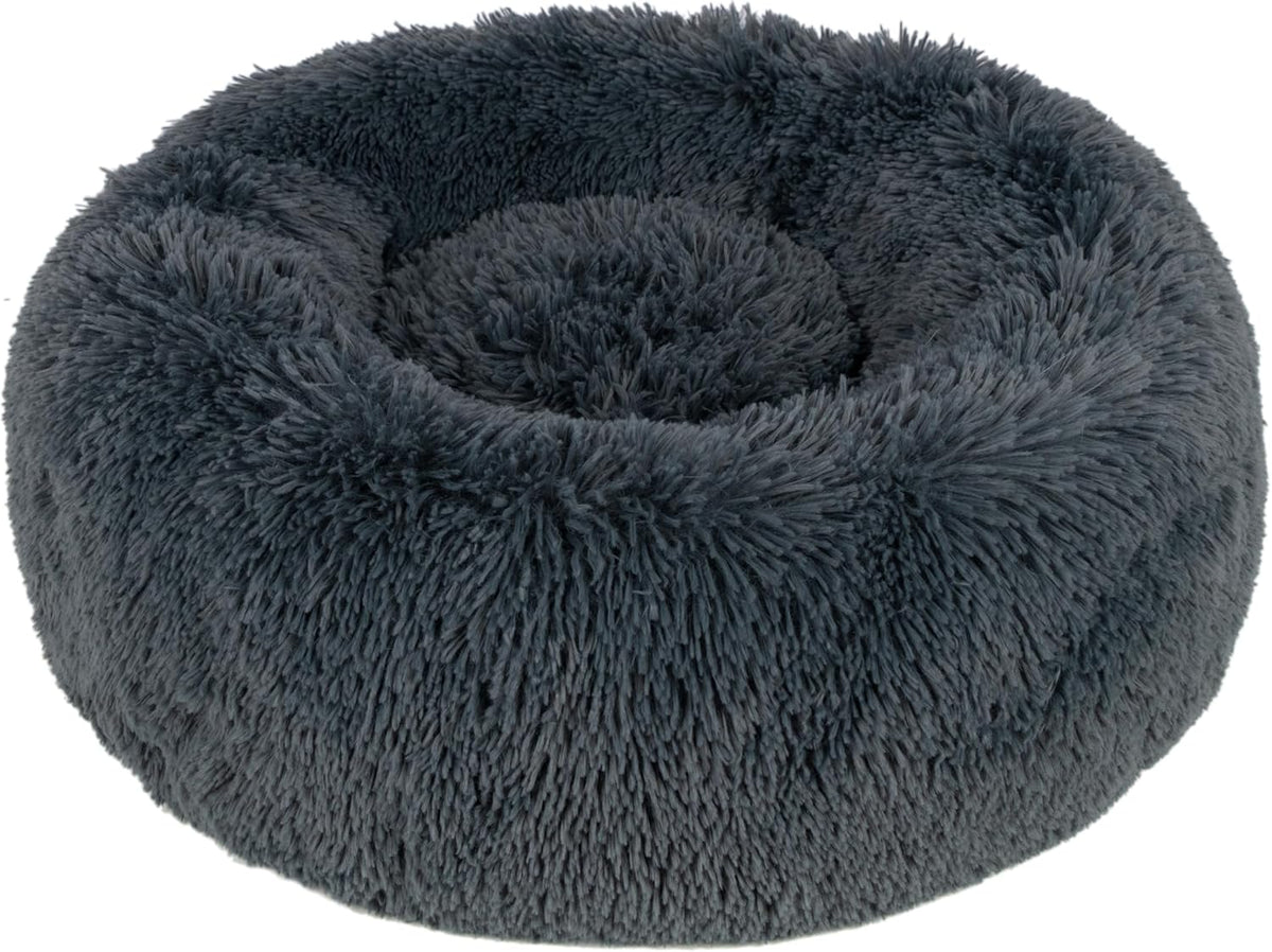 Best Pet Supplies Round Donut Dog Bed with Plush Faux Fur Fabric, Calming, Anti-Anxiety Cushion for