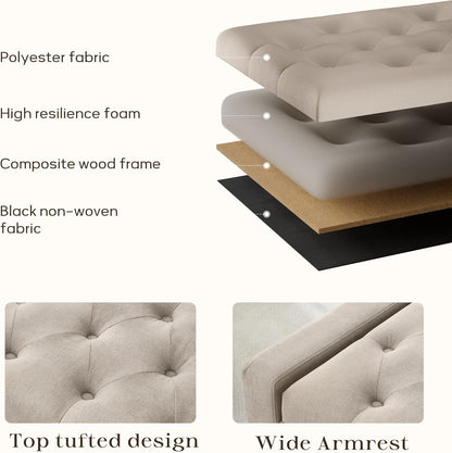 Ottoman with Storage, 48.8" Fabric Storage Ottoman Bench with Hinge, Bedroom Bench, Upholstered