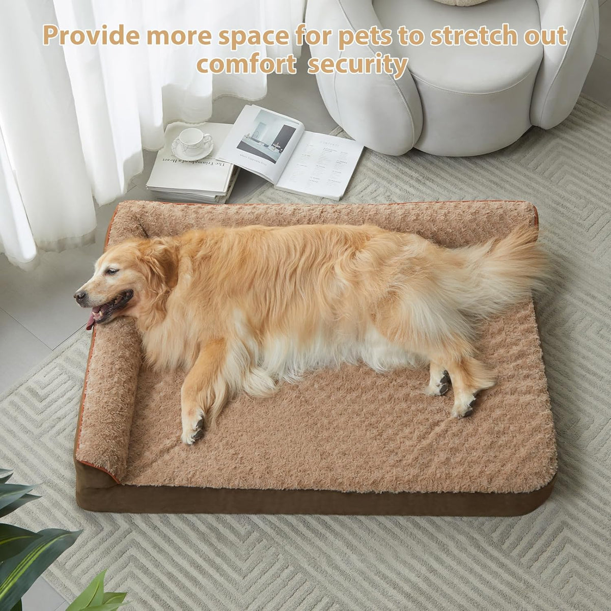 BFPETHOME Orthopedic XXL Dog Bed for Extra Large Dogs, Waterproof Sofa with Sides, Non-Slip Bottom