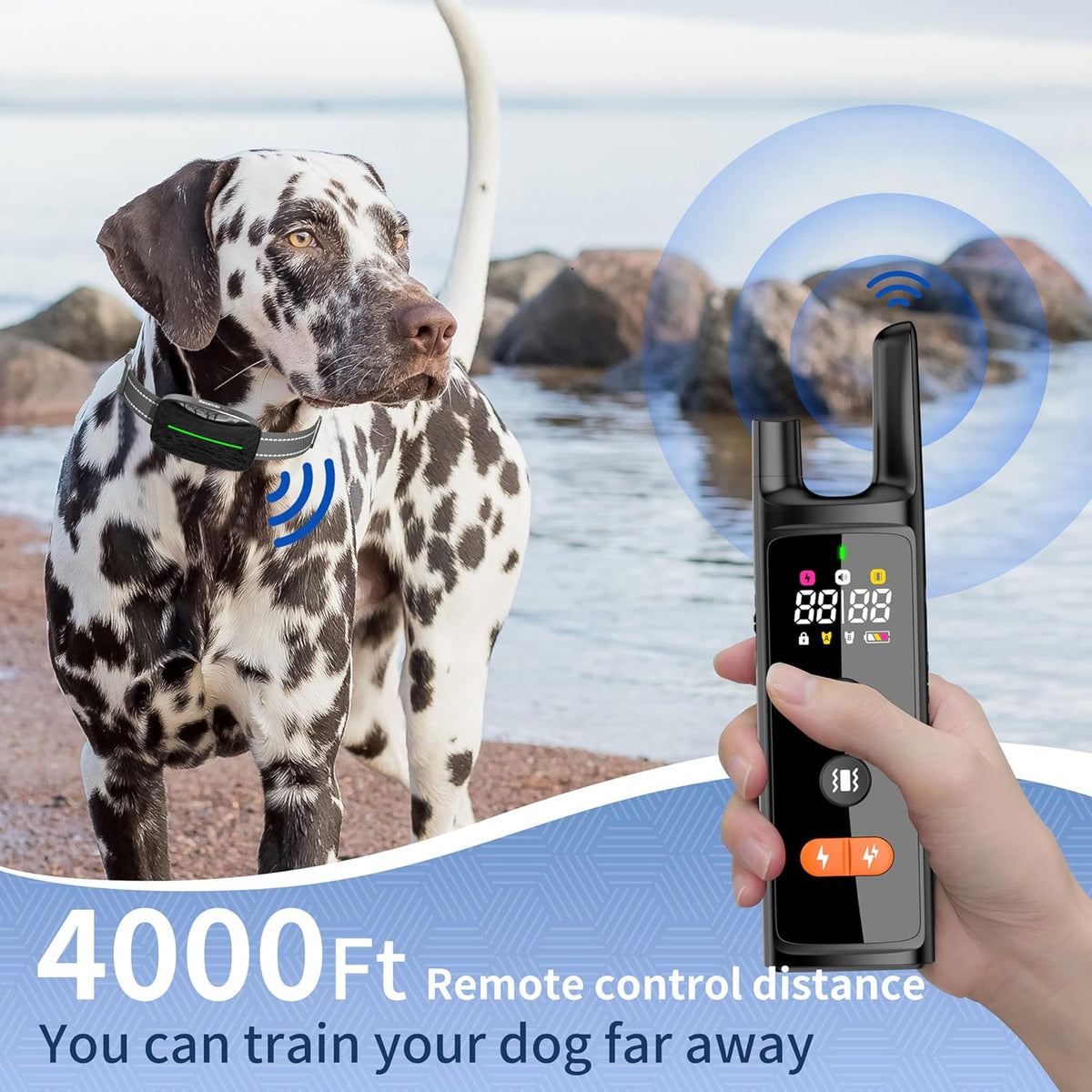 Dog Training Shock Collar 4000FT Dog Bark Collar with Remote IP67 Waterproof 4 Training Modes Beep