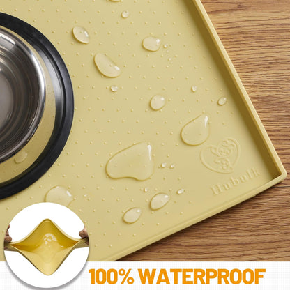 Hubulk Dog Feeding Mat,100% Waterproof Food Grade Silicone Pet Food and Water Bowl