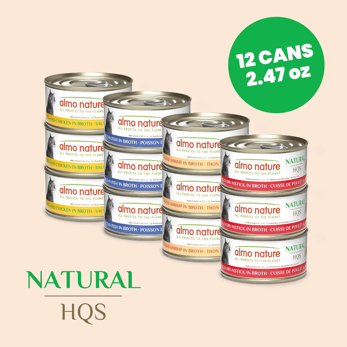 almo nature Wet Cat Food HQS Natural Rotational Diet Fish Selection & Chicken Drumstick - Variety
