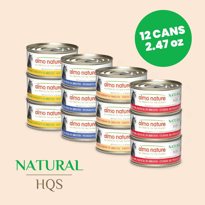 almo nature Wet Cat Food HQS Natural Rotational Diet Fish Selection & Chicken Drumstick - Variety