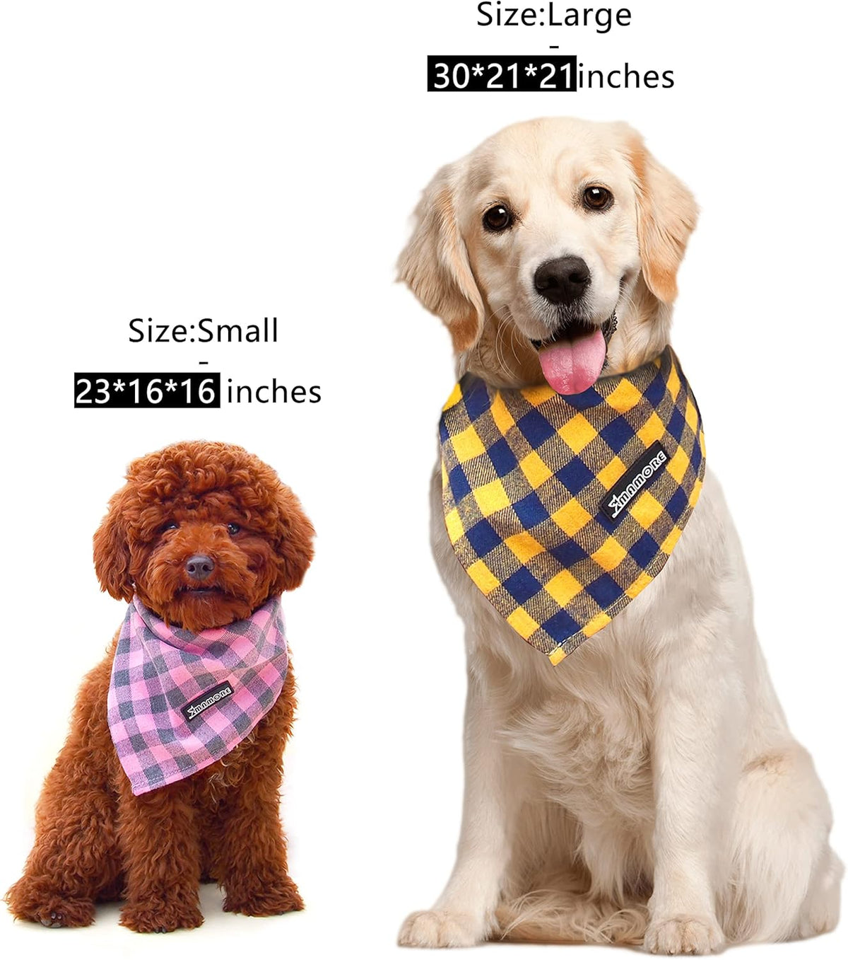 Adjustable Plaid Dog Bandanas,1PC Soft Washable Cotton Triangle Bib Kerchief Scarfs for Small