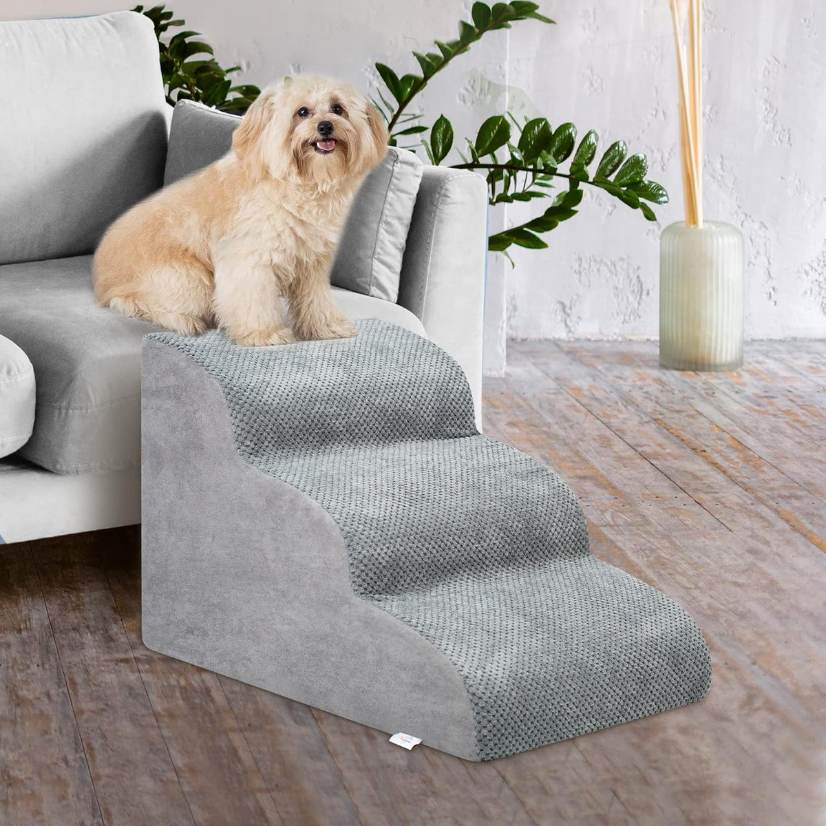 Dog Stairs for Small Dogs - High Density Foam Dog Ramp, Extra Wide Pet Steps with Non-Slip Bottom