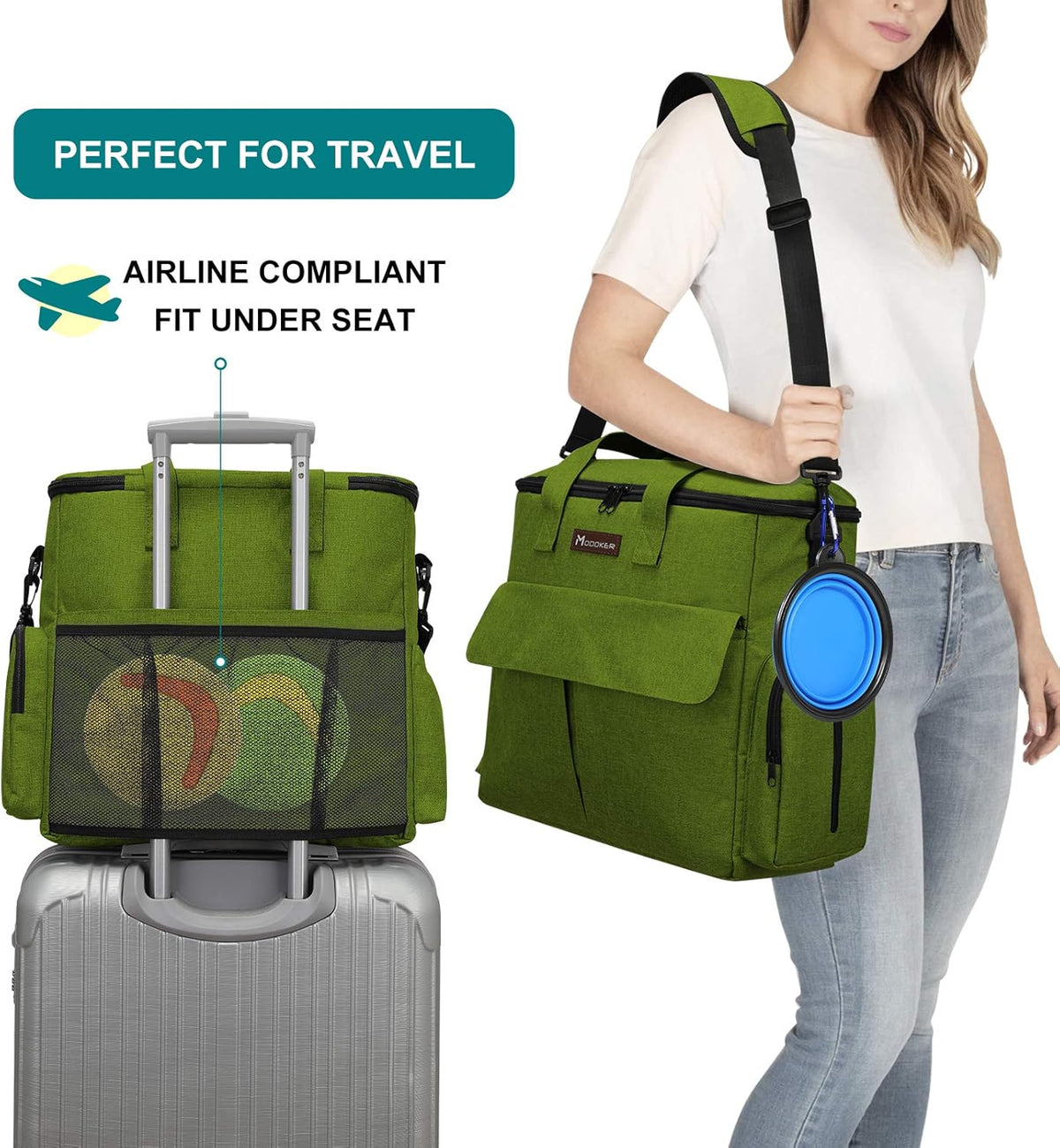 Modoker Dog Travel Bag, Weekend Pet Travel Set for Dog and Cat, Airline Approved Tote Organizer