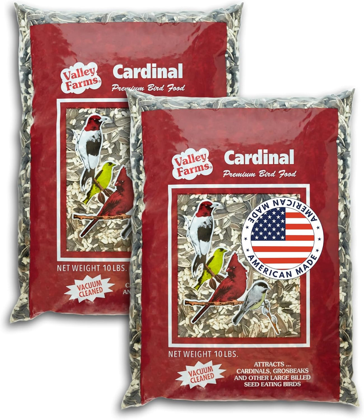 Valley Farms Cardinal Mix 10 LB 2-Pack (20 LB Total) Wild Bird Food for Outside Feeders, Cardinal
