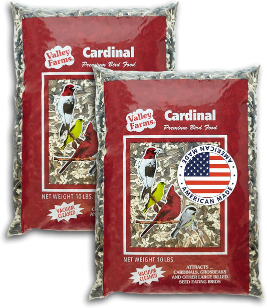 Valley Farms Cardinal Mix 10 LB 2-Pack (20 LB Total) Wild Bird Food for Outside Feeders, Cardinal