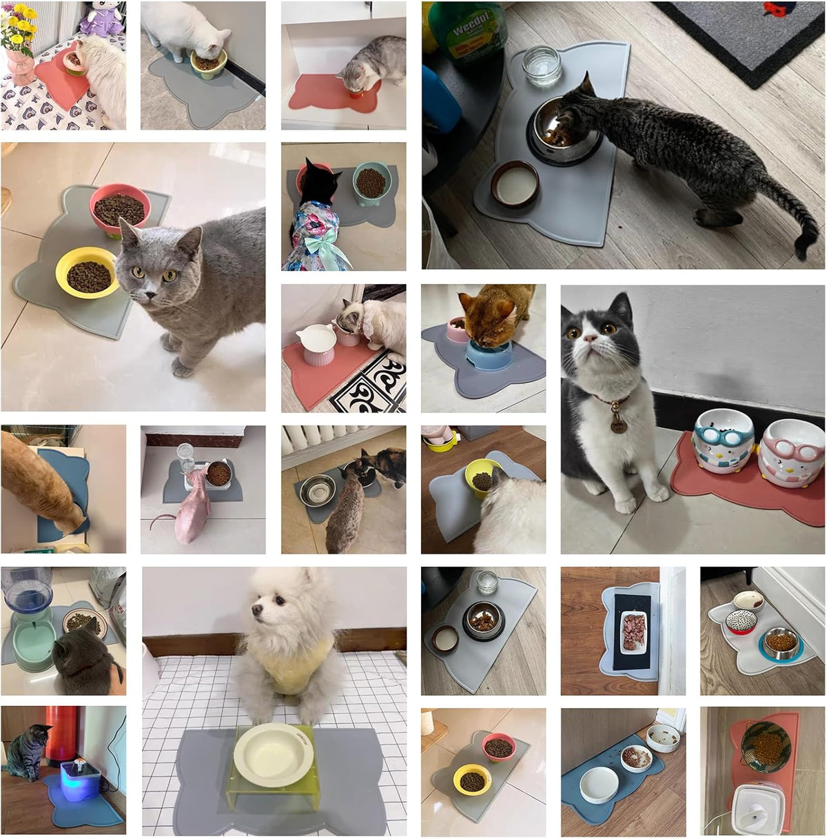 Cat Food Mat, Silicone Pet Feeding Mat for Floor Non-Slip Waterproof Dog Water Bowl Tray Cushion