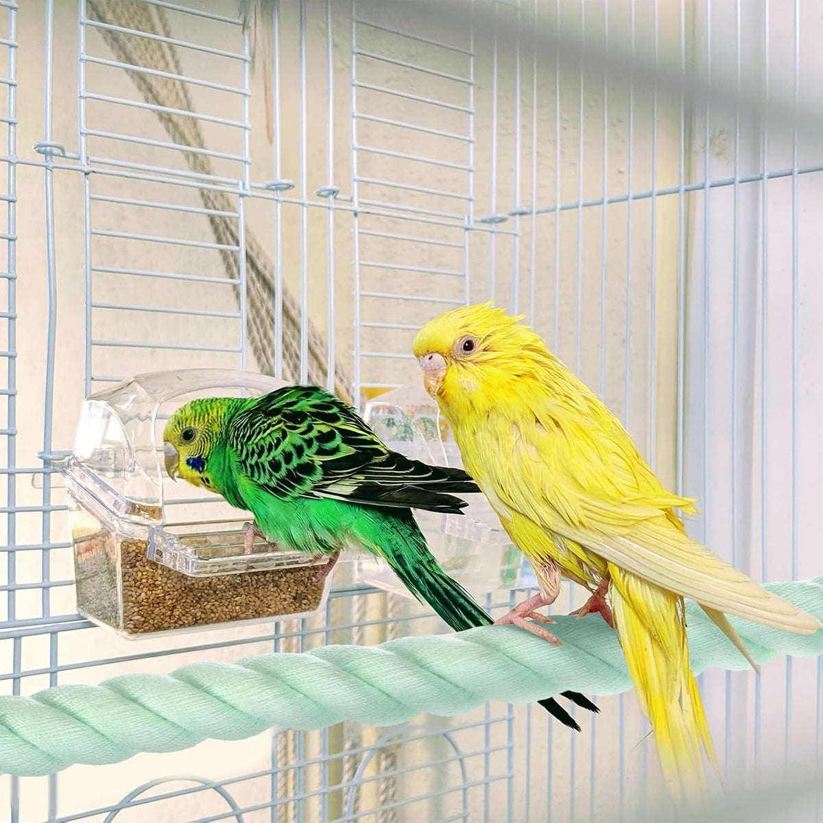 2-Pack Rope Perches for Bird Cages, 23.6 in Length Comfort Grip Flexible Rope Perch Beak & Paw