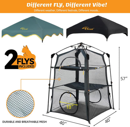 Extra Large Catio Outdoor Cat Enclosure,3 Tier Cat Tower Tent Weatherproof & Sunproof with 3 Doors