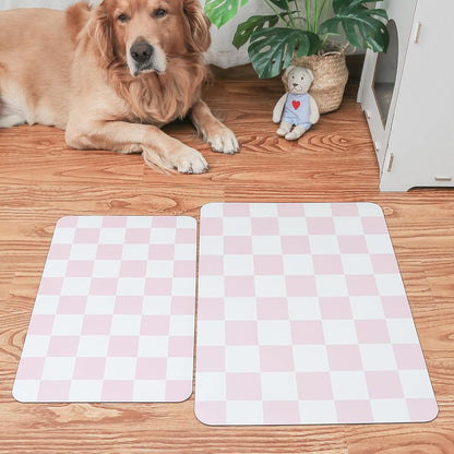 Ralxion Checkered Dog Feeding Mat, Absorbent Mats for Dog Food and Water Bowl, Dispenser, Retro