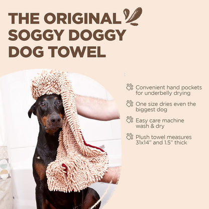 Soggy Doggy Super Shammy Dog Towel - Microfiber Chenille Towel for Drying Dogs and Cleaning Paws