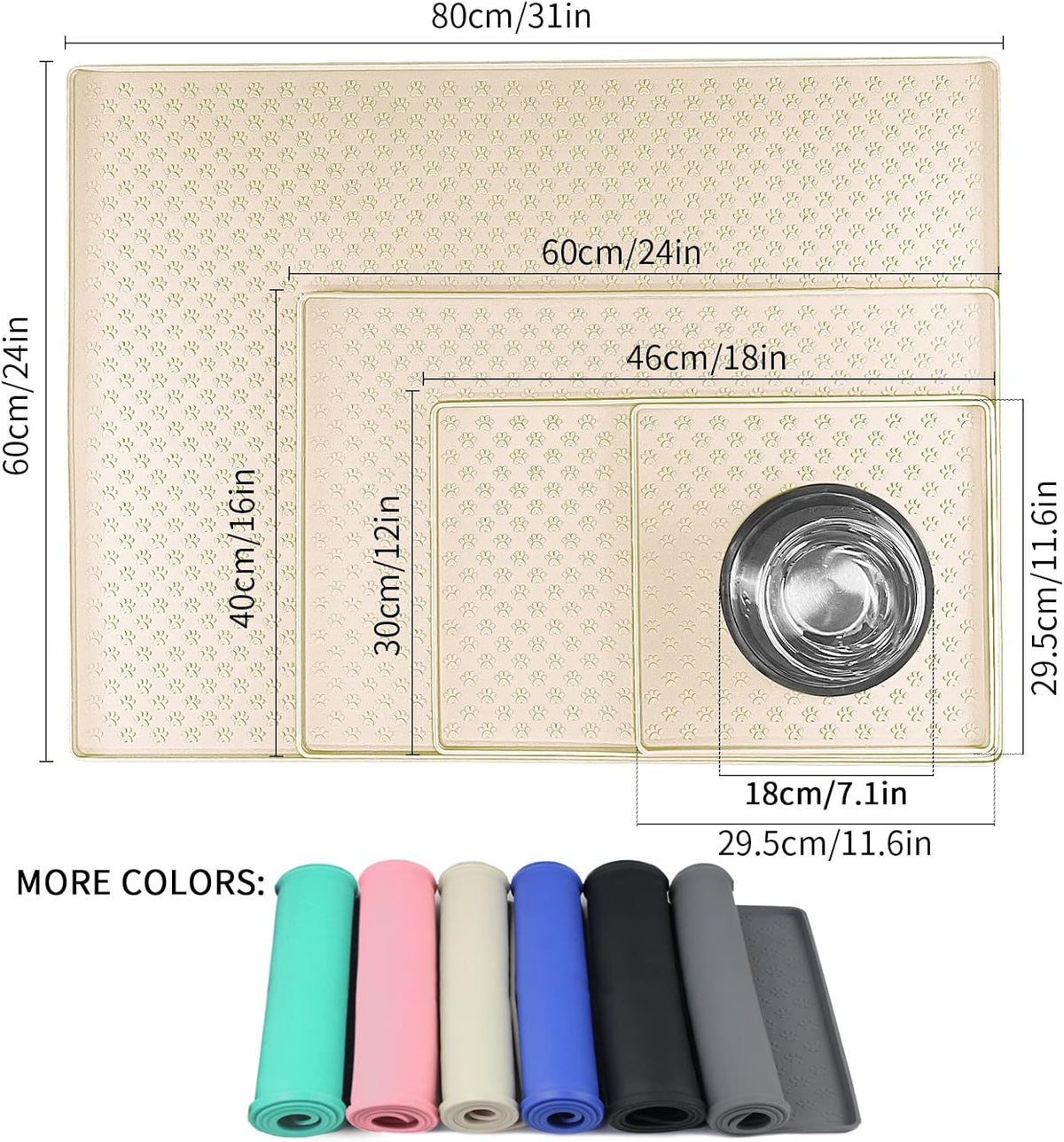 Ptlom Silicone Pet Placemat for Dog and Cat, Waterproof Non-Slip Pet Feeding Bowl Mats for Food and