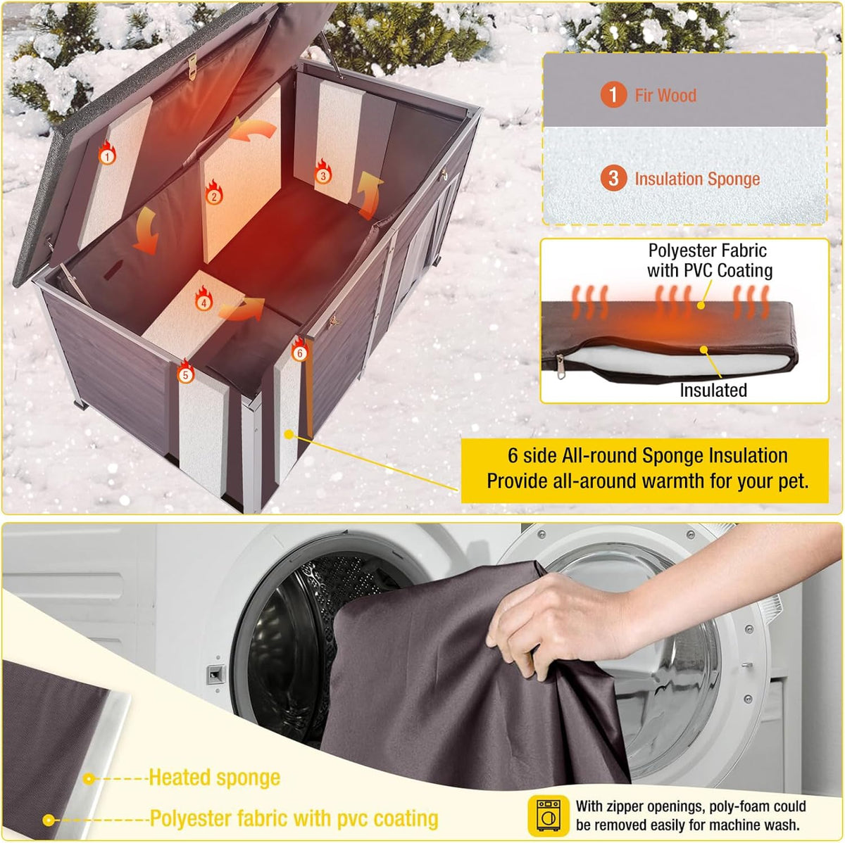 Aivituvin Outdoor Dog House 59" Extra Large Insulated Dog Kennel with Insulation Liner for